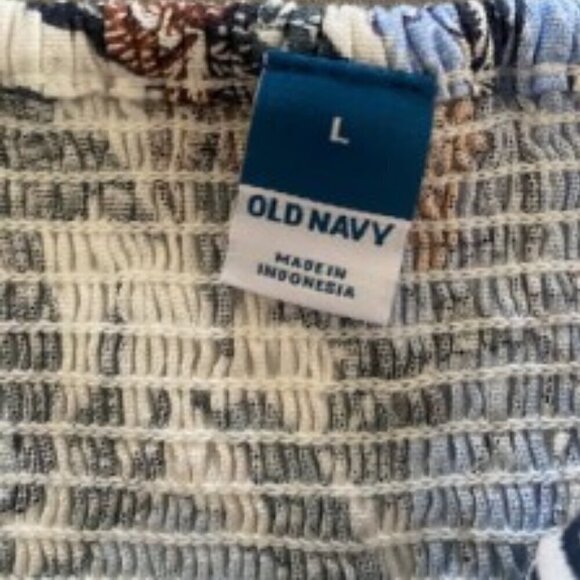 NWT Old Navy Halter Neck Blue Floral Linen Blend Short Romper Large - Picture 2 of 5